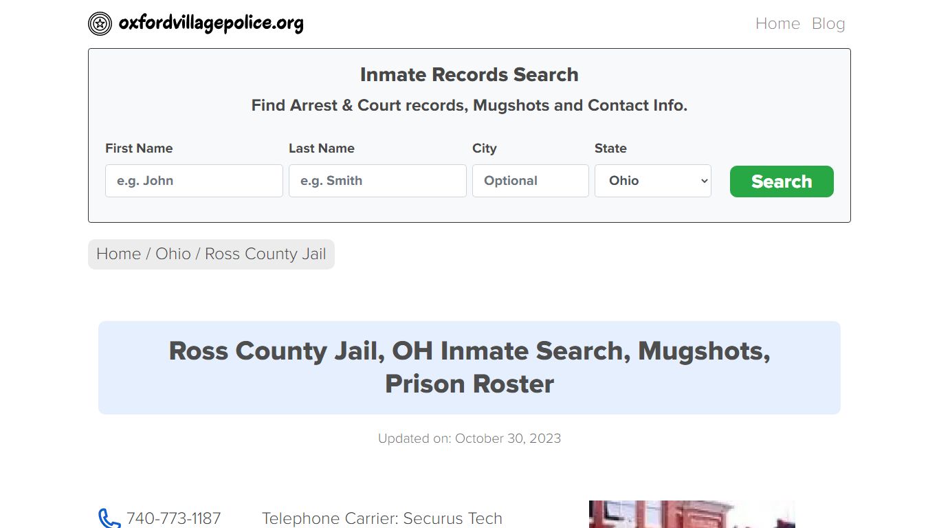 Ross County Jail, OH Inmate Search, Mugshots, Prison Roster